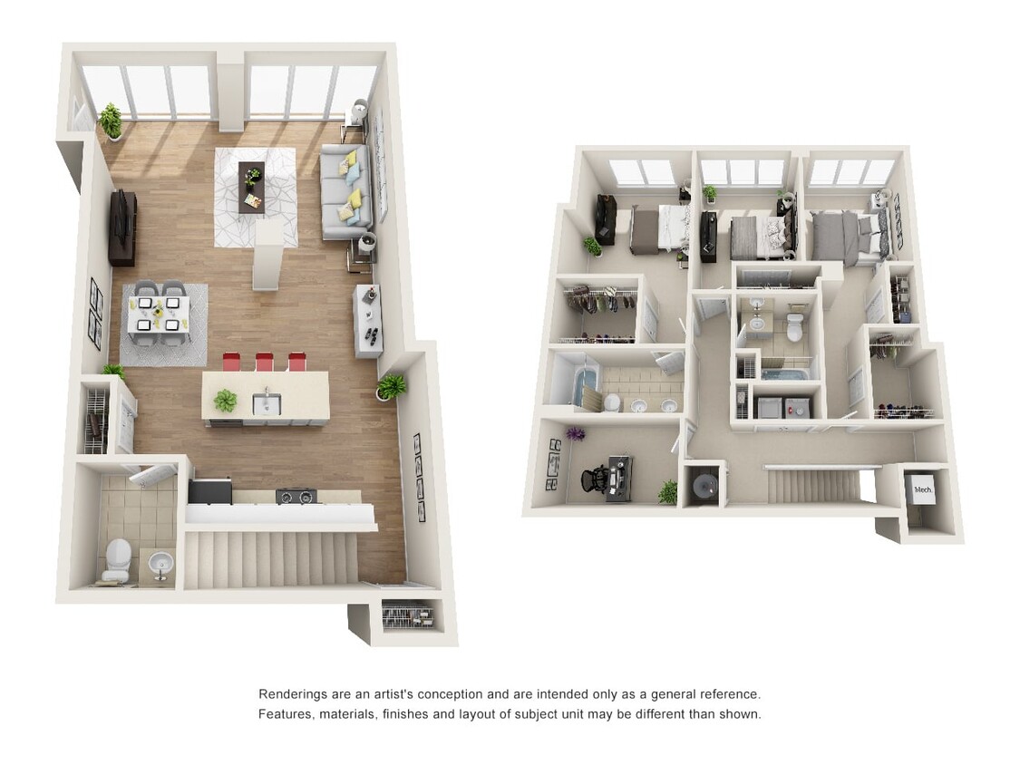 Floor Plan - 3 bedroom, 3 bath