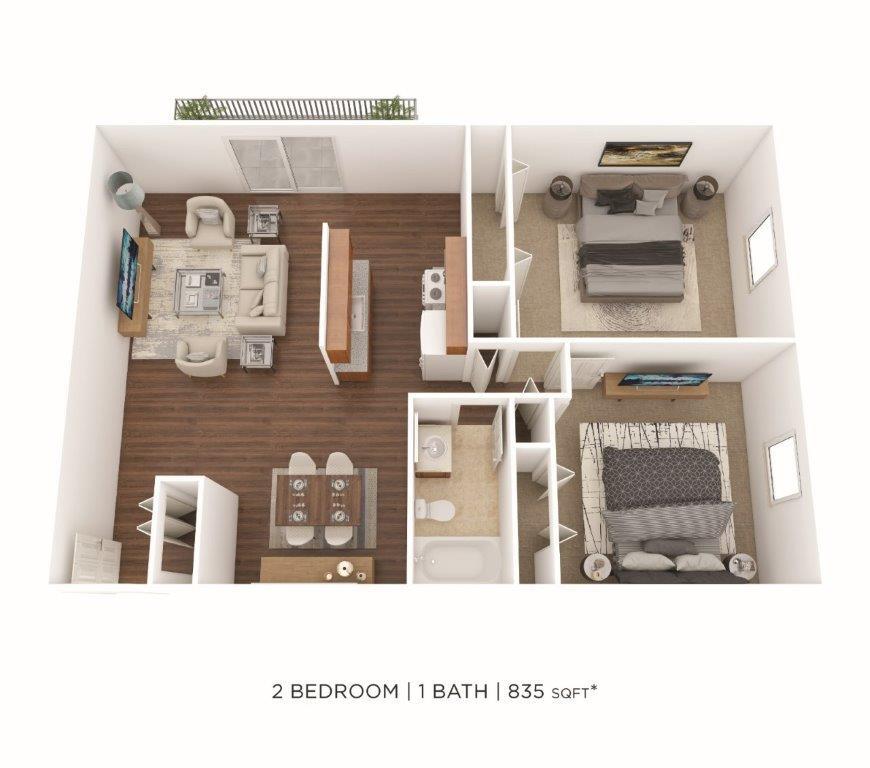 Floor Plan - Two Bedroom-835 sqft