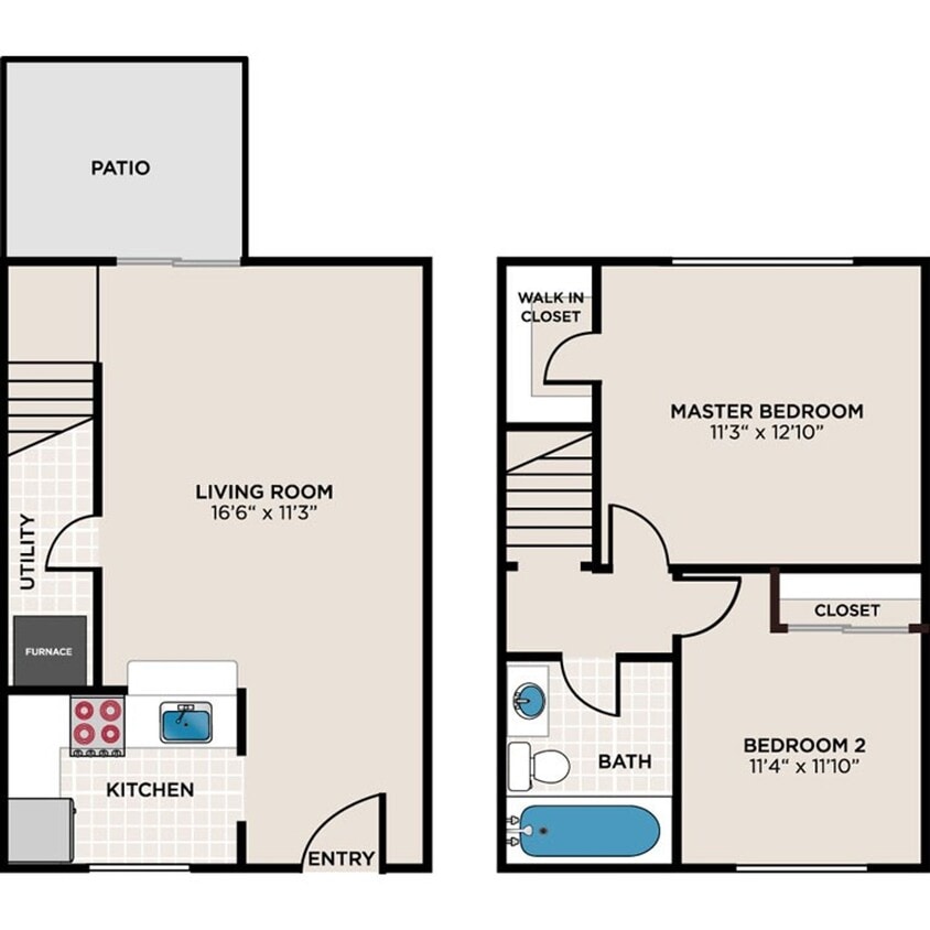 Floor Plan - Sussex-TH - 840sf