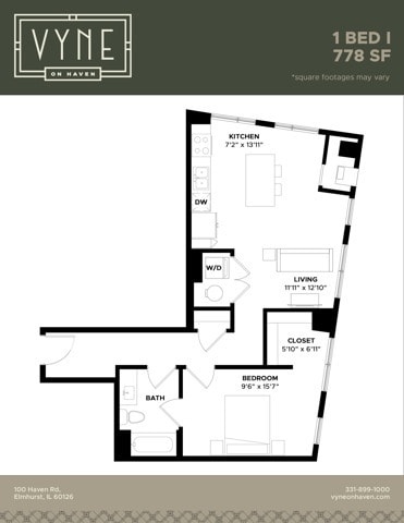 Final - Vyne On Haven - Floor Plans - 1 BED I -TYPE B - 1 BED - I