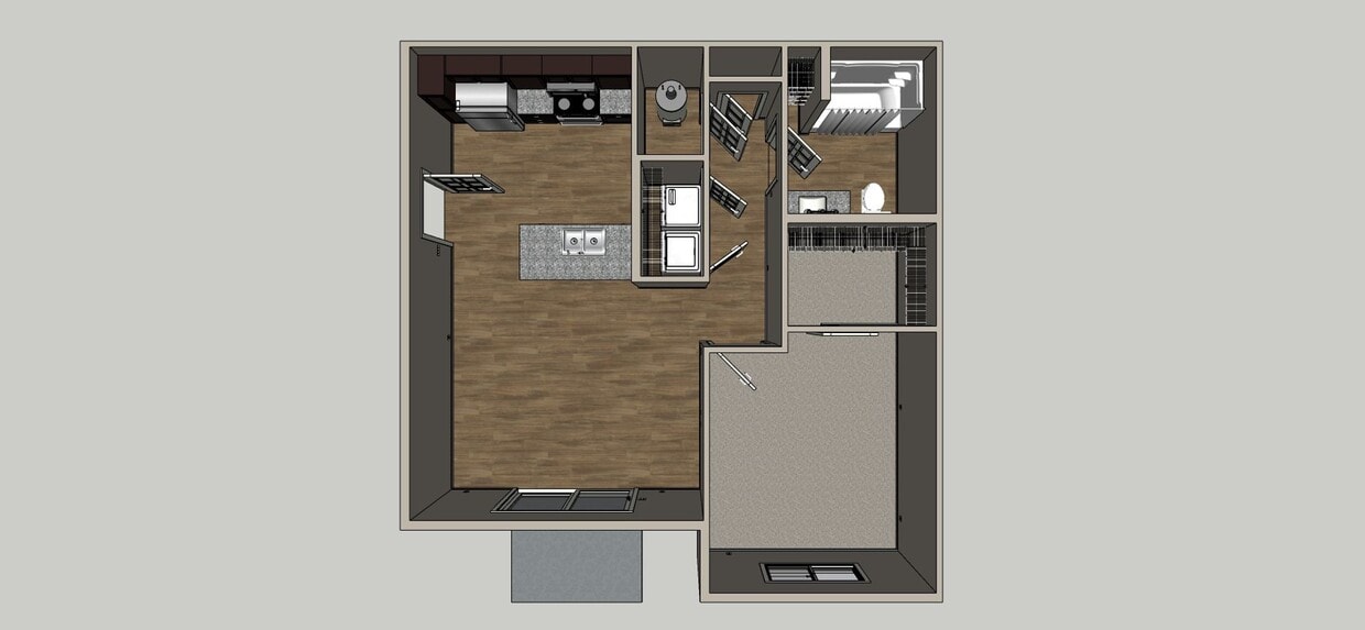 Floor Plan - 1 Bedroom Kitchen Island (2) - 2nd Floor