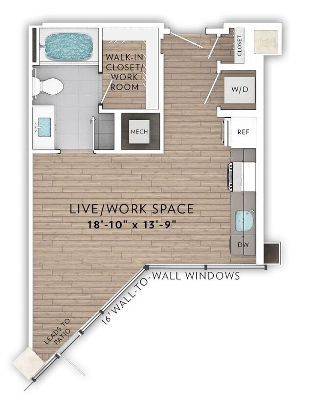 Floor Plan - 6A 0 bed 1 Bath 