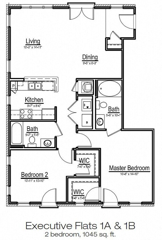 Floor Plan - Executive Flats 1a-1b