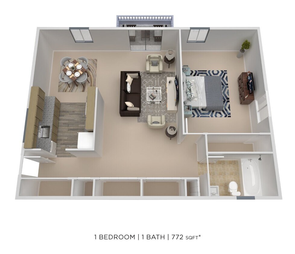 Floor Plan - One Bedroom-772 sqft