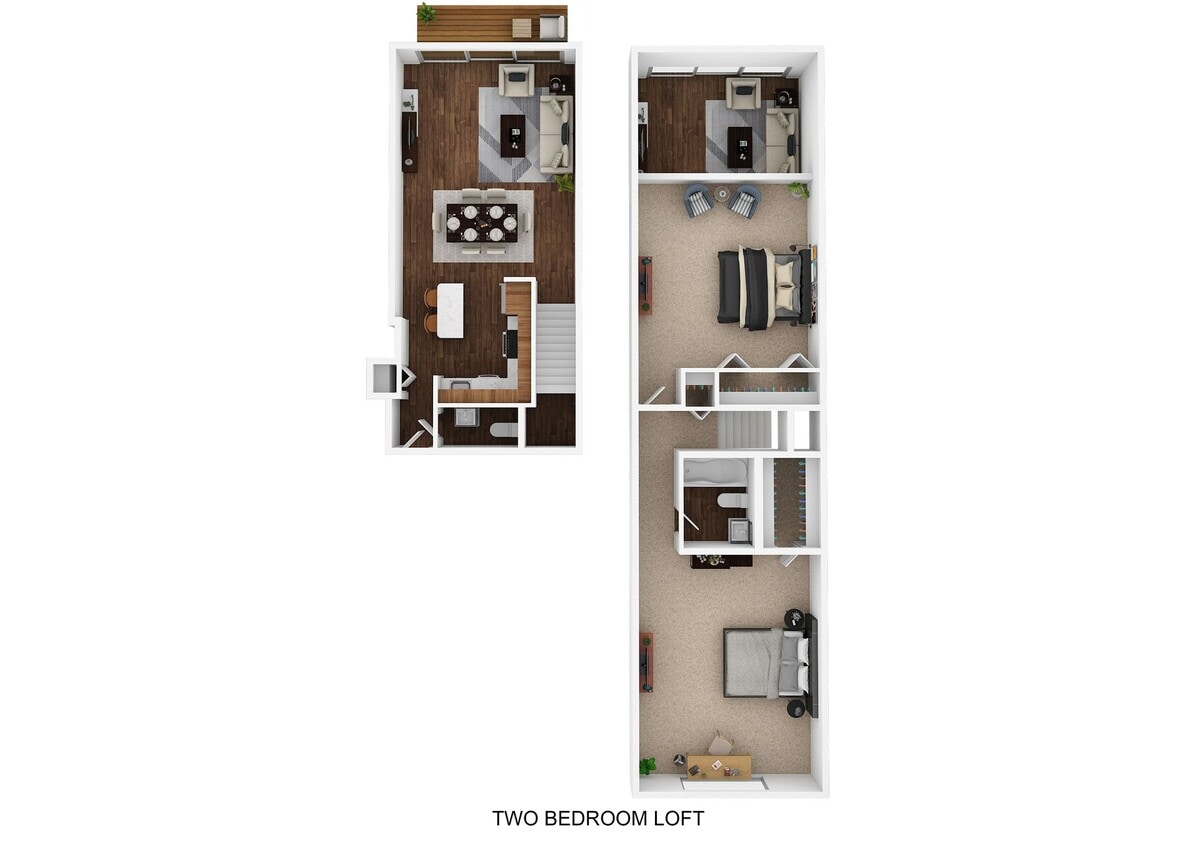 Floor Plan - 2 Bed 1.5 Bath Loft BD