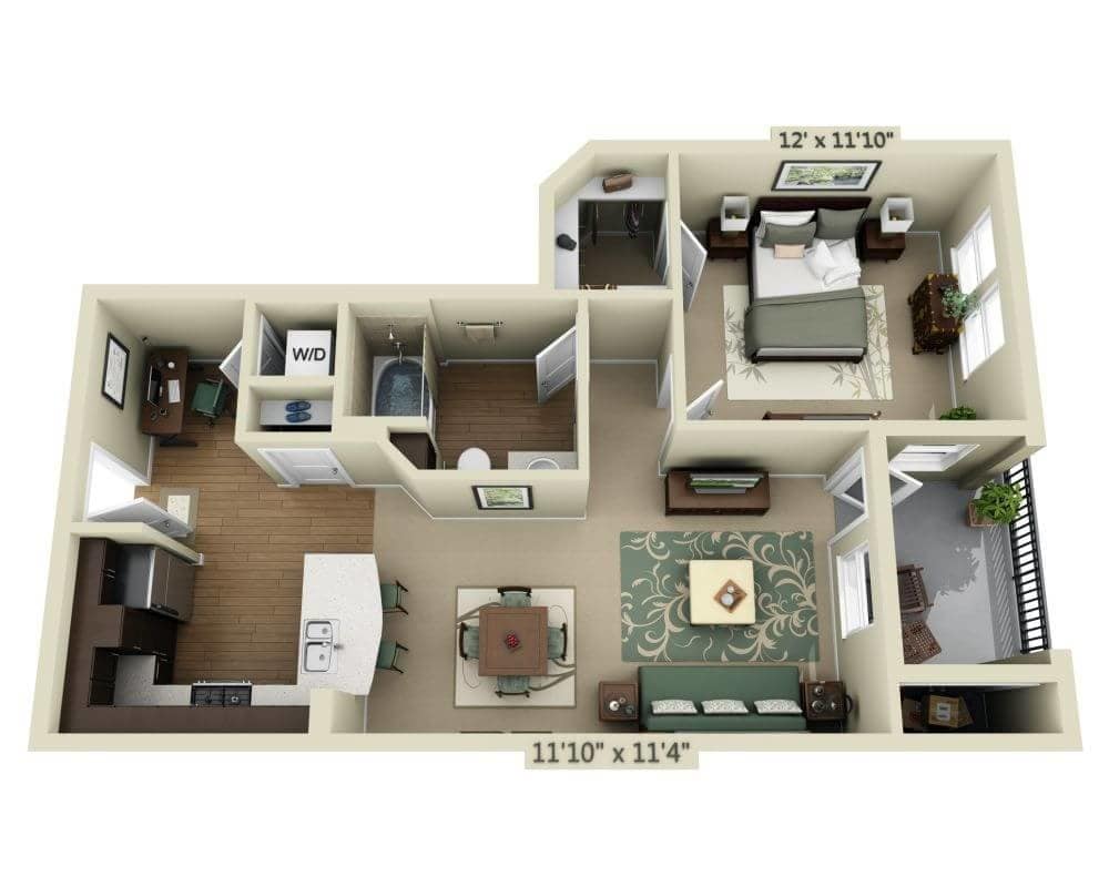 Floor Plan - One Bedroom A1D