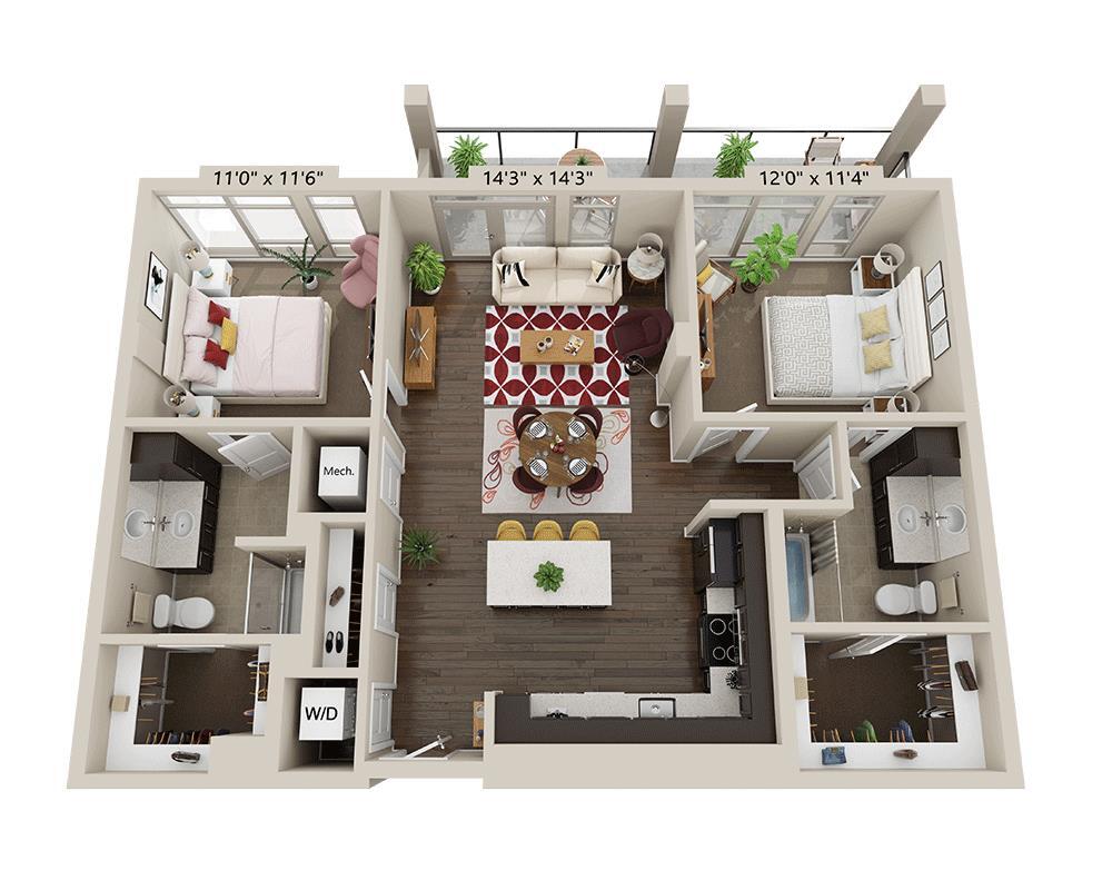 Floor Plan - Two Bedroom B2G