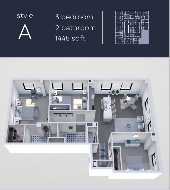Floor Plan - Unit A - 3B