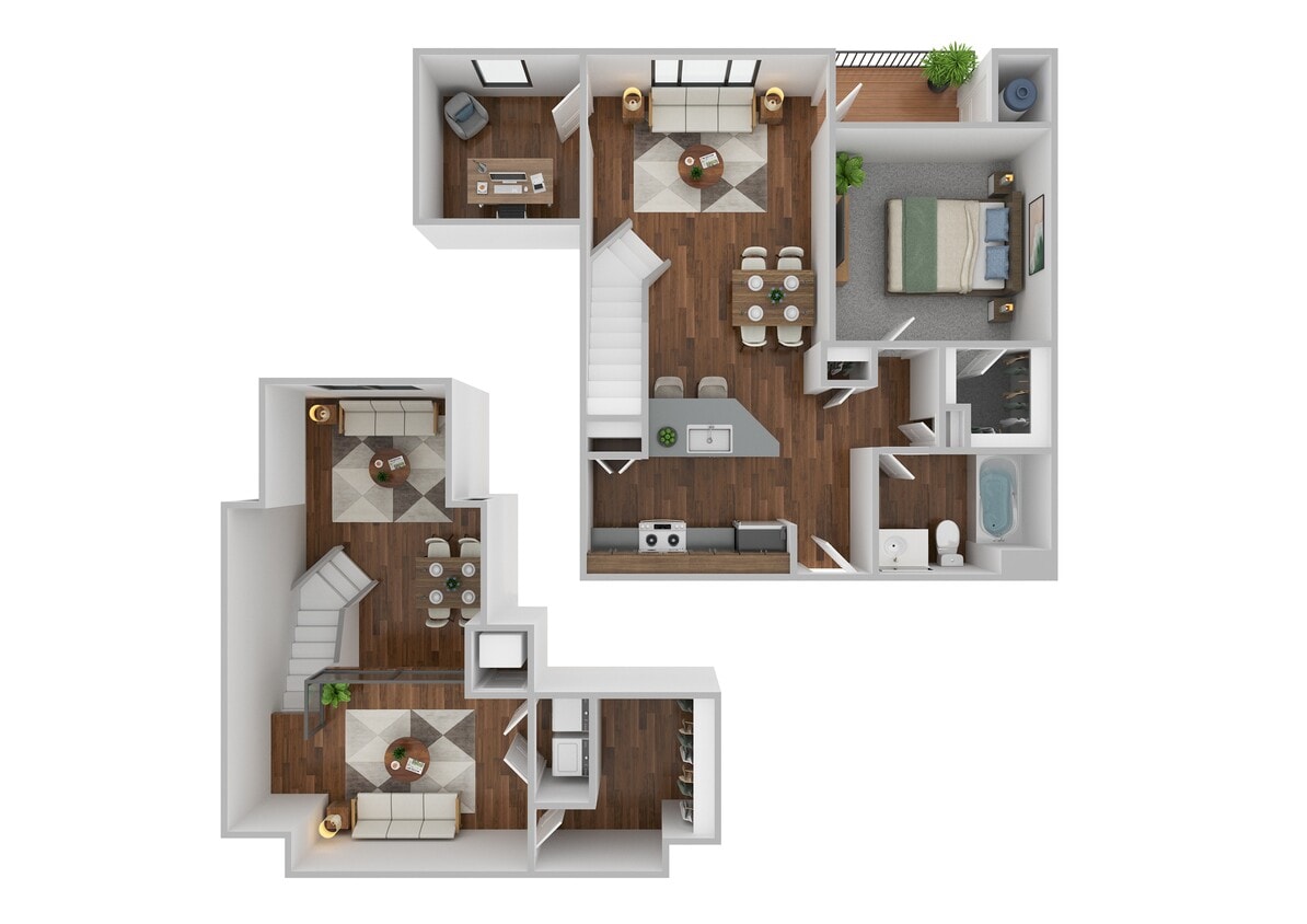 Floor Plan - One Bedroom One Bathroom with Den & Loft