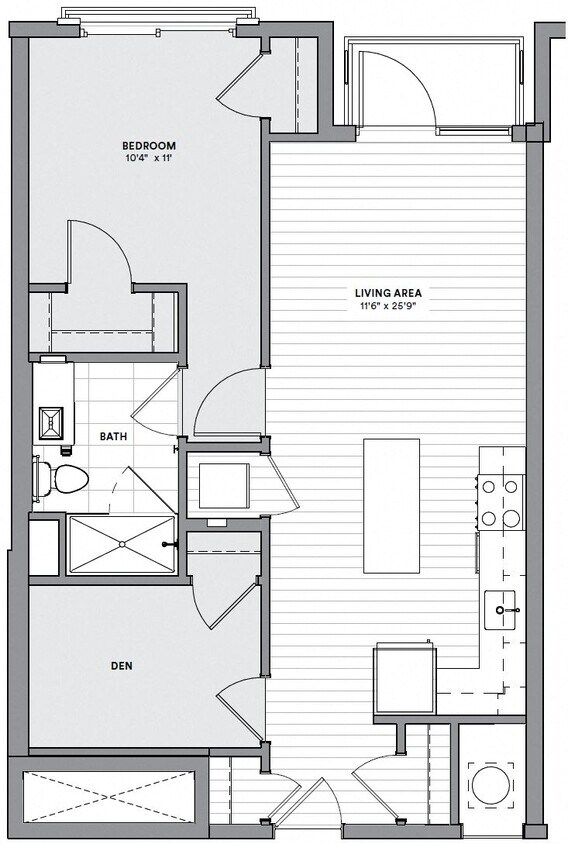 Floor Plan - AD4 - One Bedroom w/ Den