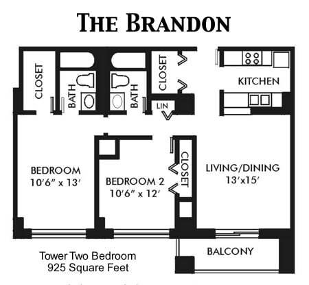 Brandon | 2 Bed 2 Bath | 925 sqft - Two Bedroom 2 Bath- 925 sqft