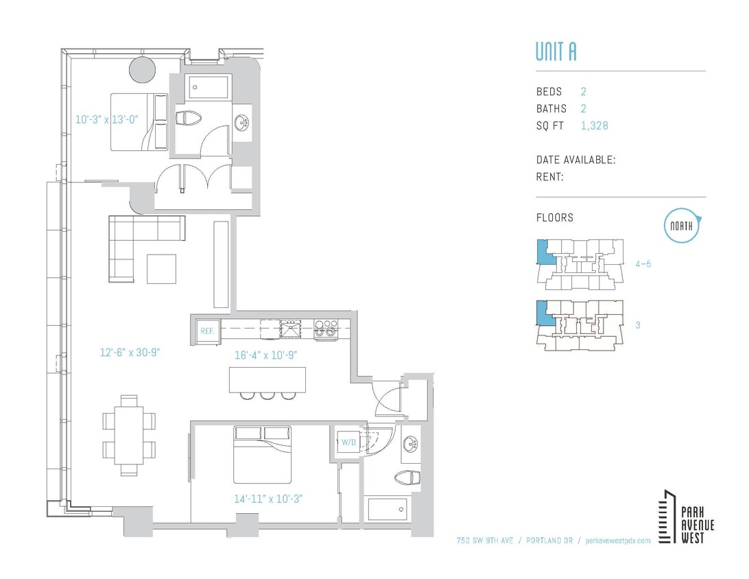 Floor Plan - 2 Bed 2 Bath