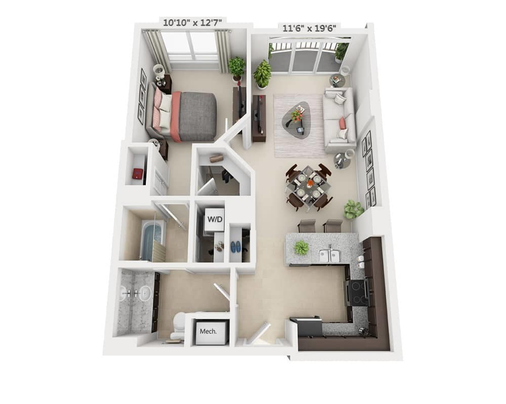 Floor Plan - One Bedroom A1B