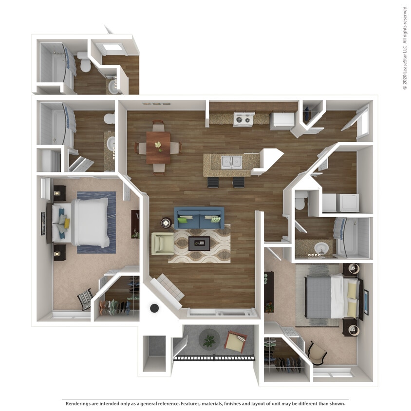 Floor Plan - 2 Bed 2 Bath 1146 SqFt (1076 Net)