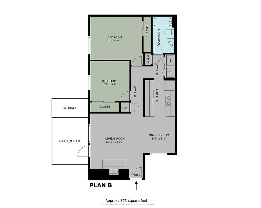 2 Bed/1 Bath - Plan B