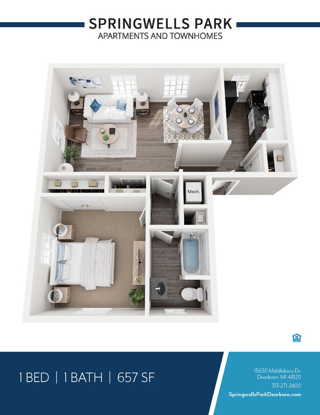 Floor Plan - 1 BED 1 BATH GEORGE