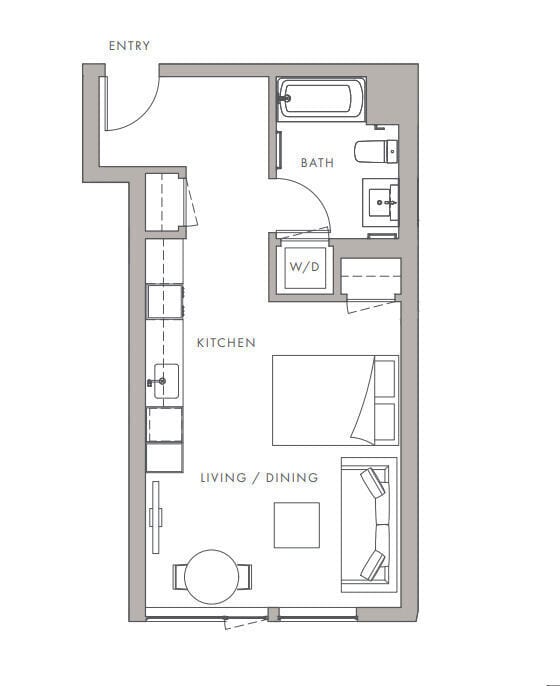 Floor Plan - 0BD, 1BTH S3