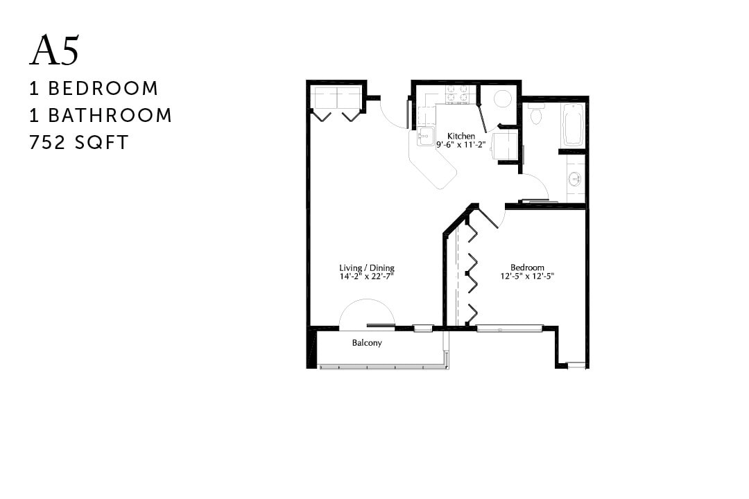 Floor Plan - A5 One Bedroom Renovated