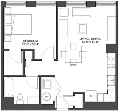 1BR/1BA - 1 Bedroom 