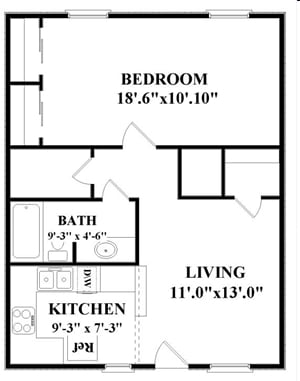 1BR/1BA - 1X1 N