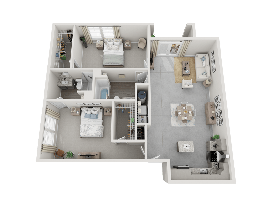 Floor Plan - 2 Bed 2 Bath 1216 sqft