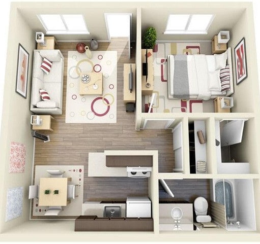 1 bed 1 bath - 1 Bed 1 Bath