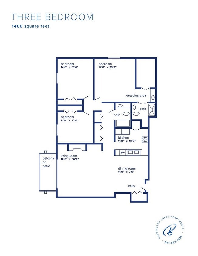 Floor Plan - Three Bedroom Large