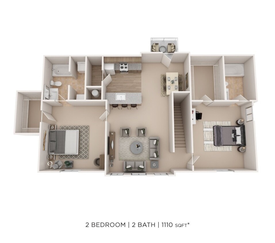Floor Plan - Two Bedroom 2 Bath