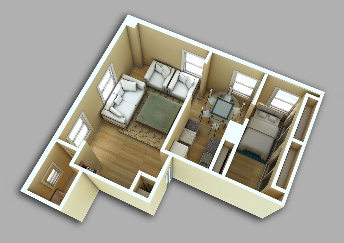 Floor Plan - 1 Bed, 1 Bath  #1001
