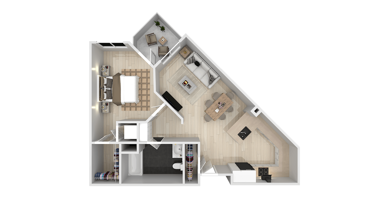 Floor Plan - 1 Bedroom 1 Bath A