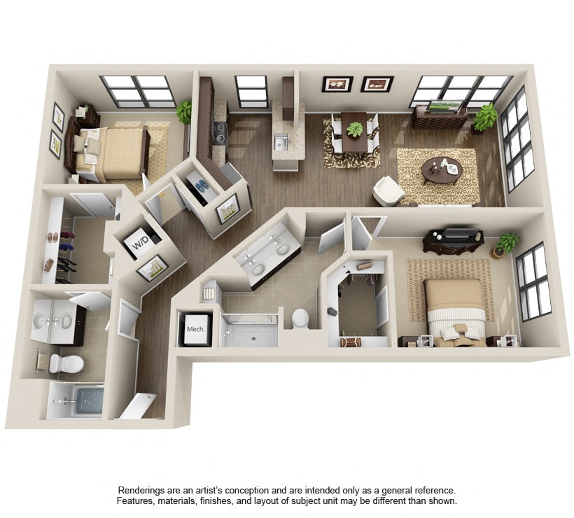 Floor Plan - 2 Bed 2 Bath-Arrowhead