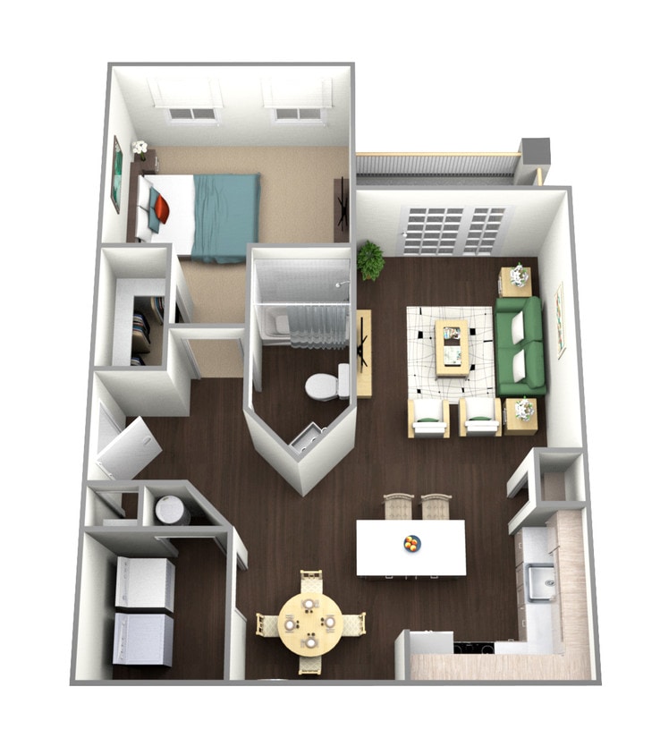 Floor Plan - A1 - One Bedroom, One Bathroom