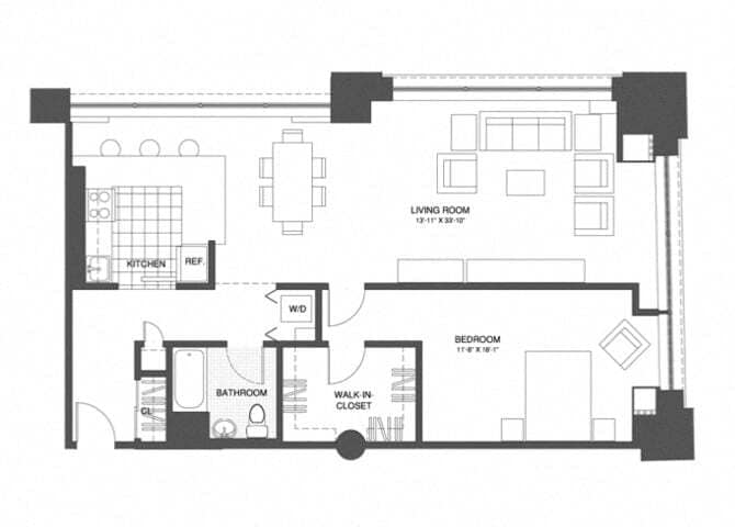 Floor Plan - 1 Bed/1 Bath