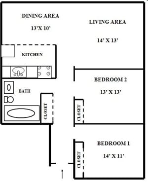 Garden Level Two Bedroom - 2 Bedroom