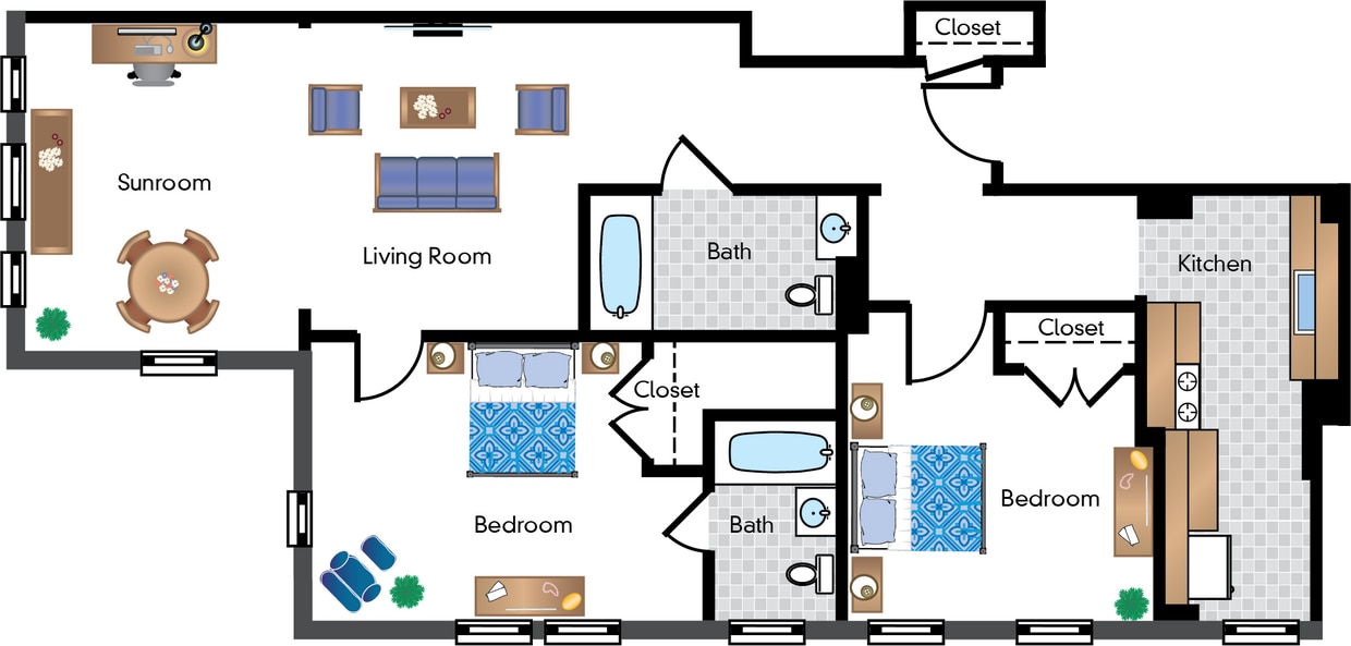 Floor Plan - Renovated 2 Bedroom 10 Tier 
