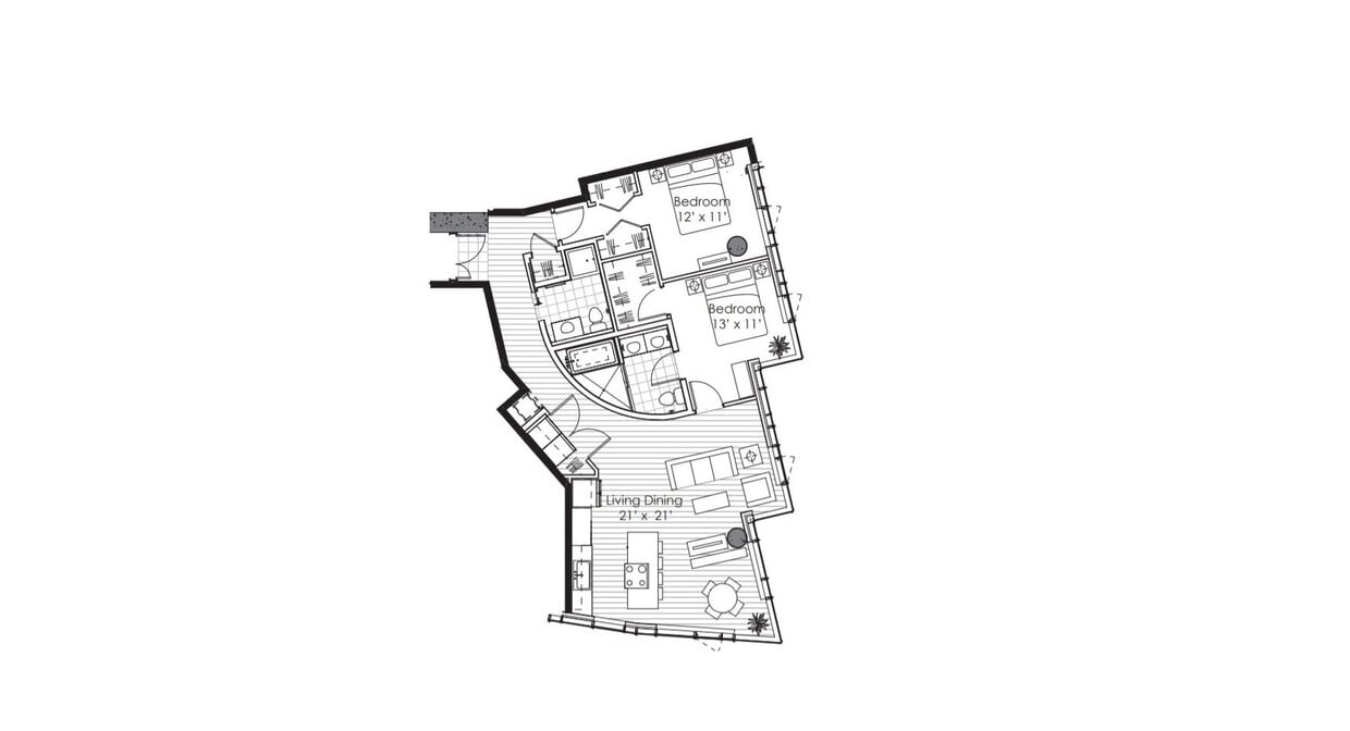 Floorplan X11 Panache; Levels 20-21 - 2x2 Panache E