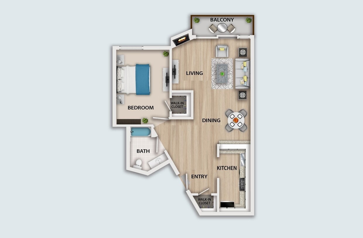 Floor Plan - Furnished - 1 Bedroom (1m)