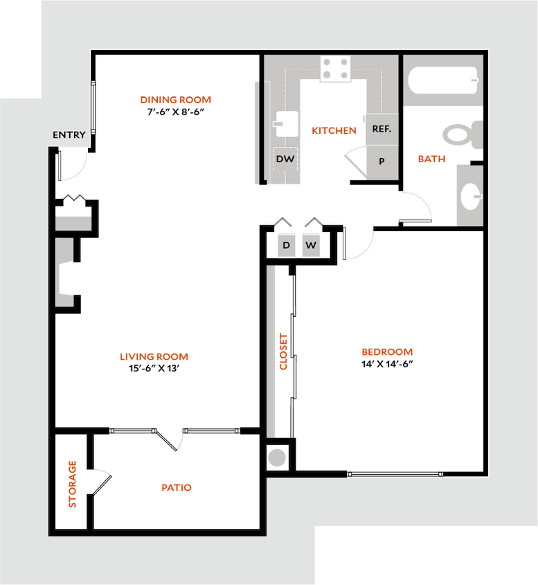 Floor Plan - South 1BR