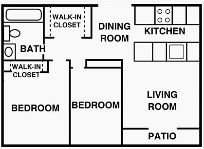 Plan C - 2 Bedroom 1 Bath