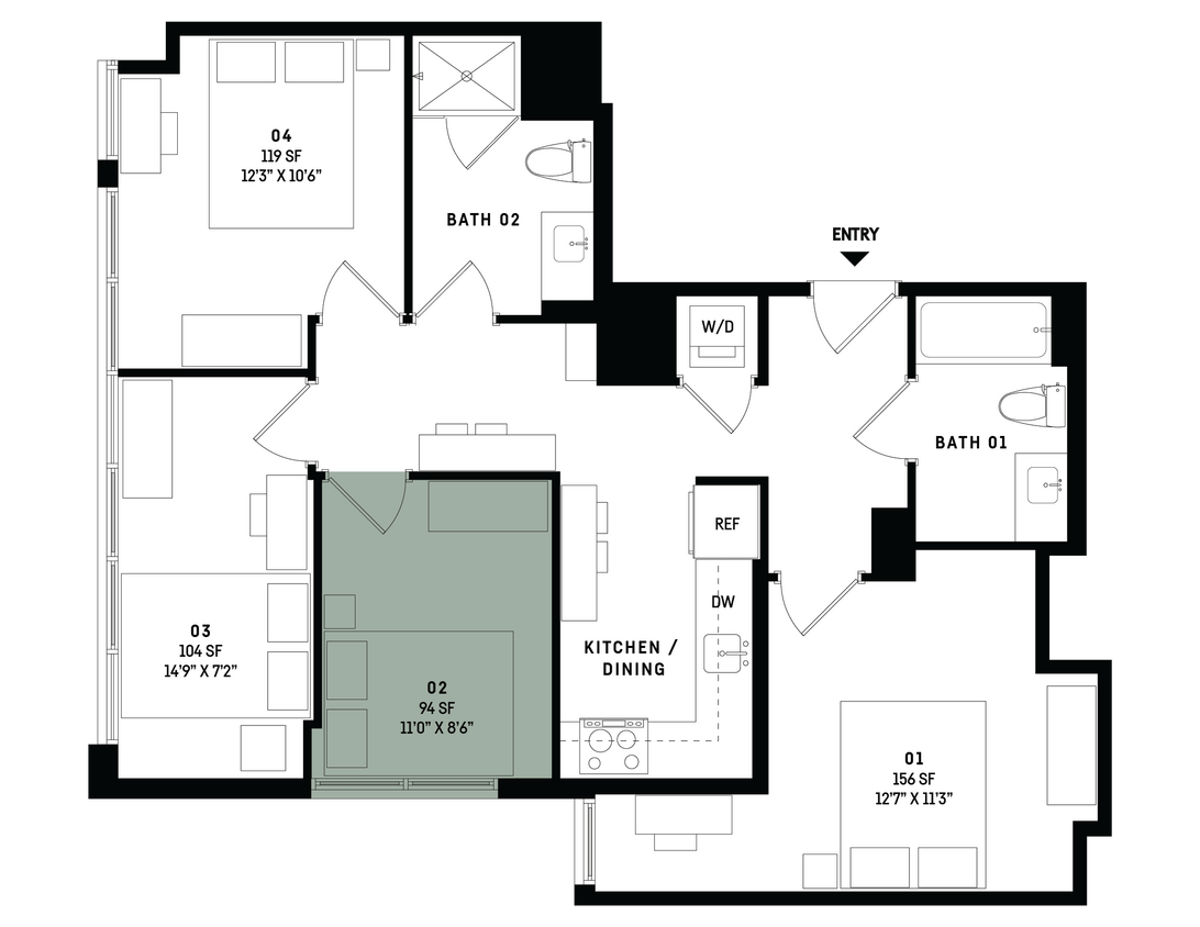 Floor Plan - Co-Living D11-Bedroom 2