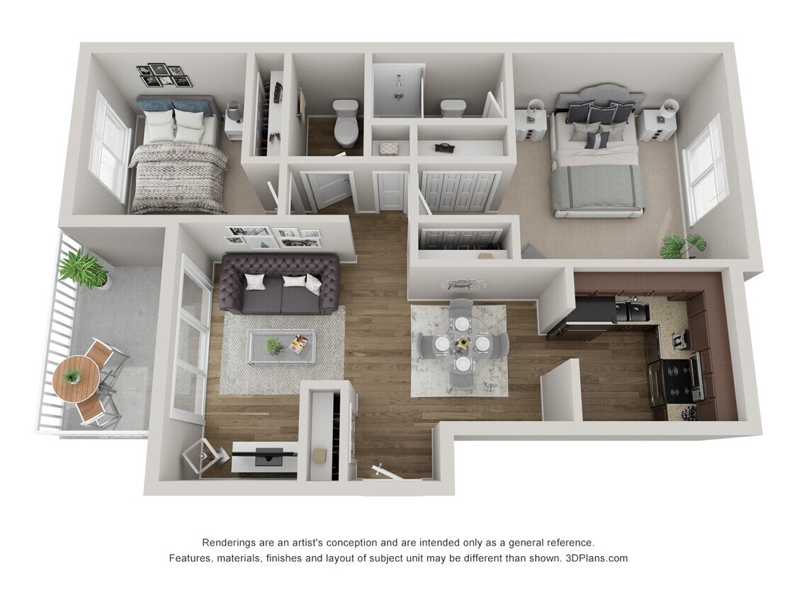 2 Bedroom 2 Bath Floor Plan - 2 Bedrooms 2 Baths