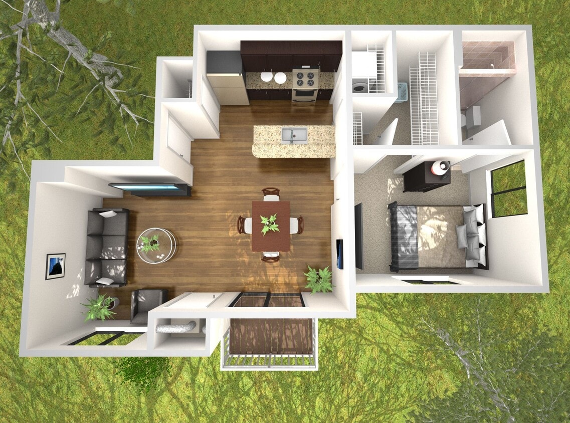 Floor Plan - 1 Bedroom Fern