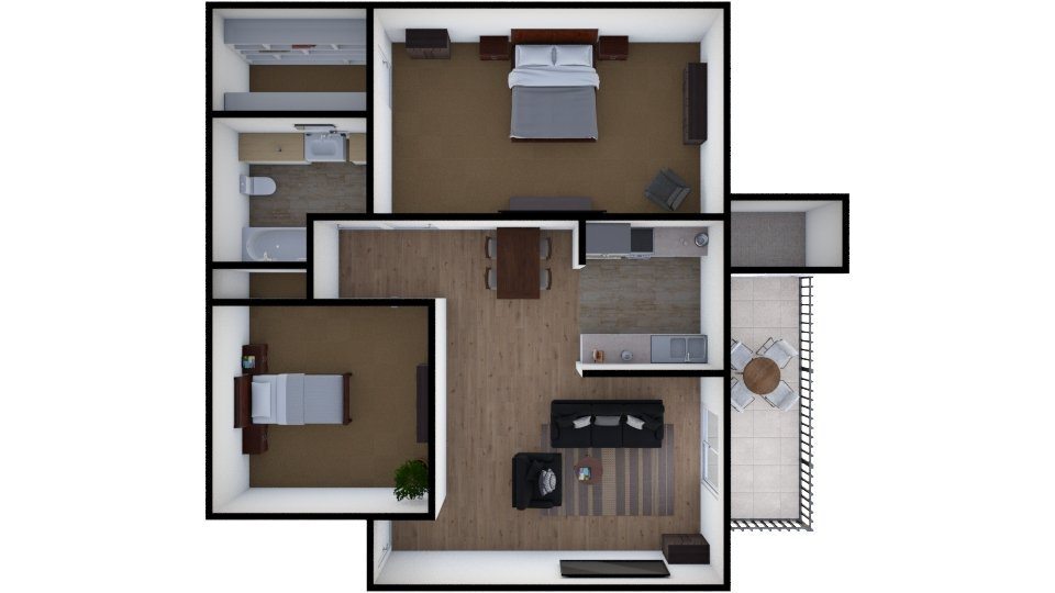 Floor Plan - Two Bedroom One Bath