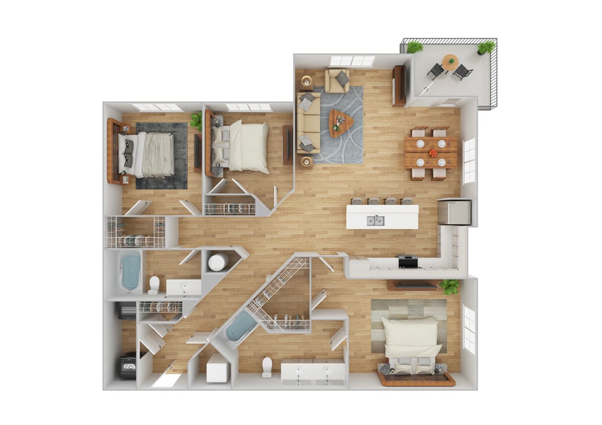 3 Bedroom | 2 Bath | 1429 SF | Renovated - C1 | Renovated