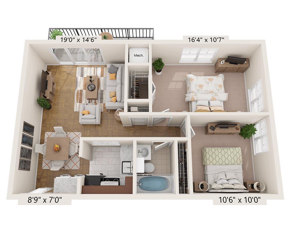 Floor Plan - Two Bedroom B1B
