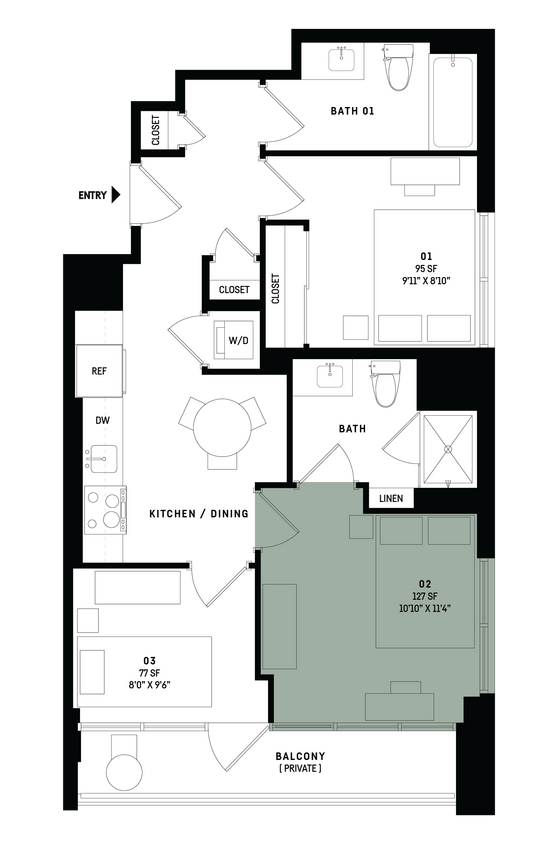 Floor Plan - Co-Living D6-Bedroom 2