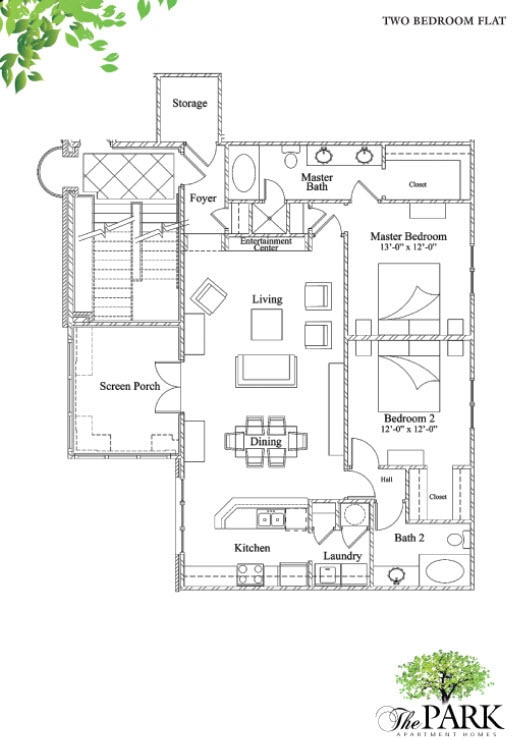 Floor Plan - Two Bedrooms, Two Baths ADA