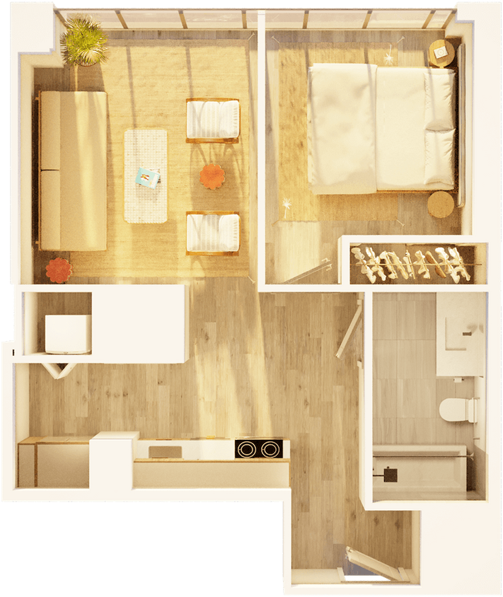 Floor Plan - West 1 BR on Promenade