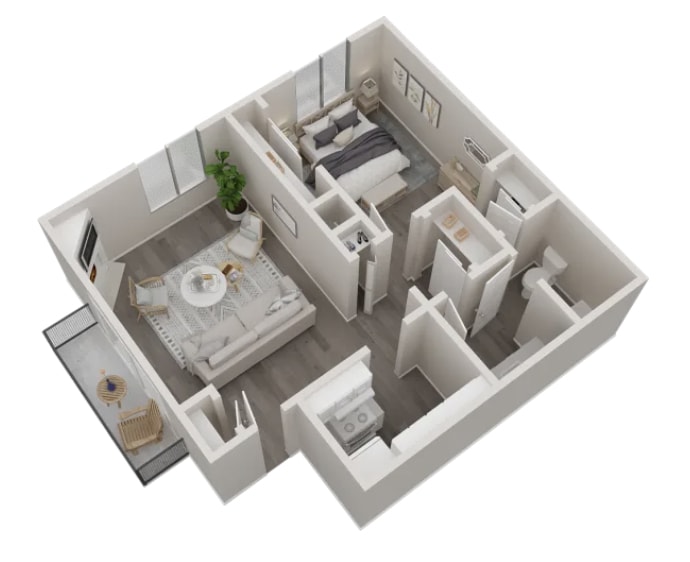 Floor Plan - 1 Bed 1 Bath