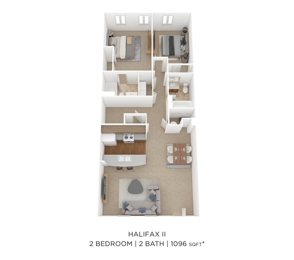 Floor Plan - Two Bedroom - 1,096 sqft